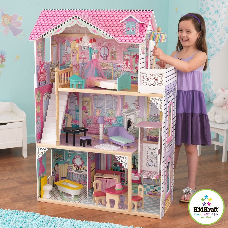 Трехэтажный дом для кукол Барби – Аннабель, с мебелью 17 элементов  